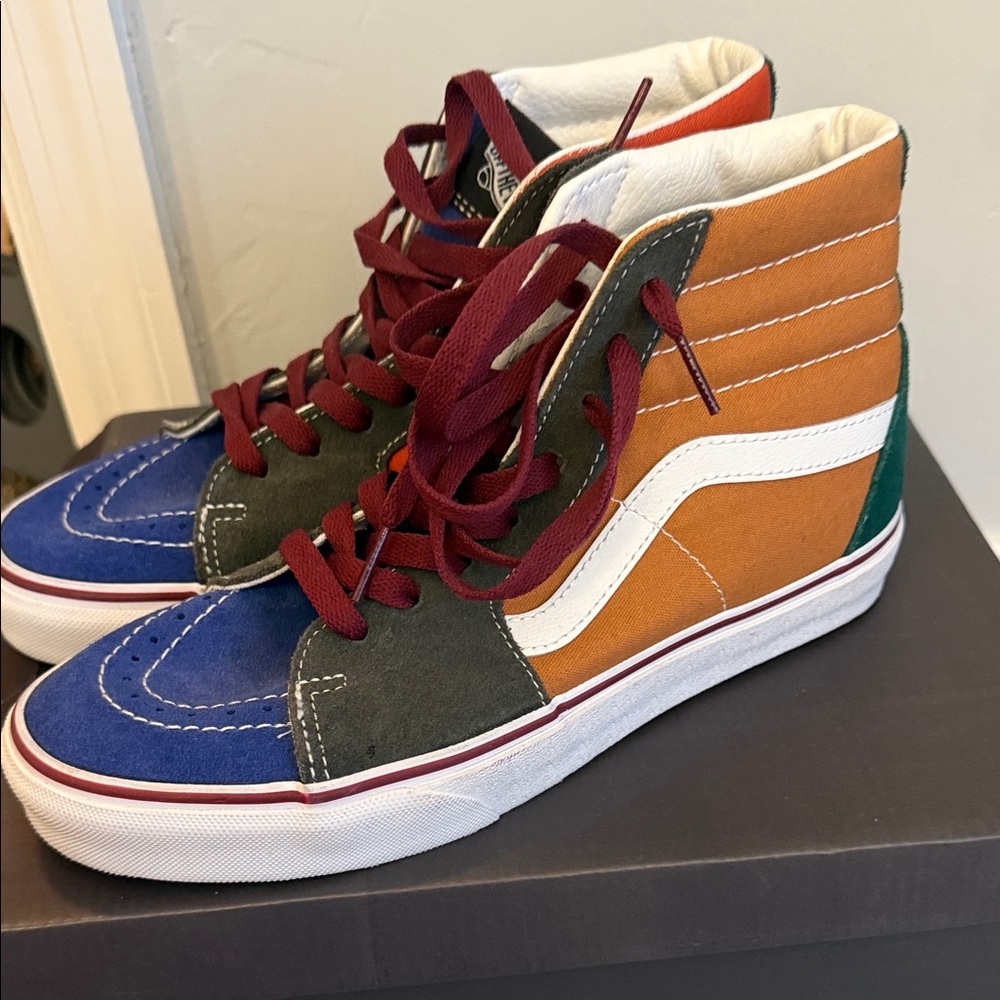 Vans High-Top Sneakers in Blue, Orange, and Green